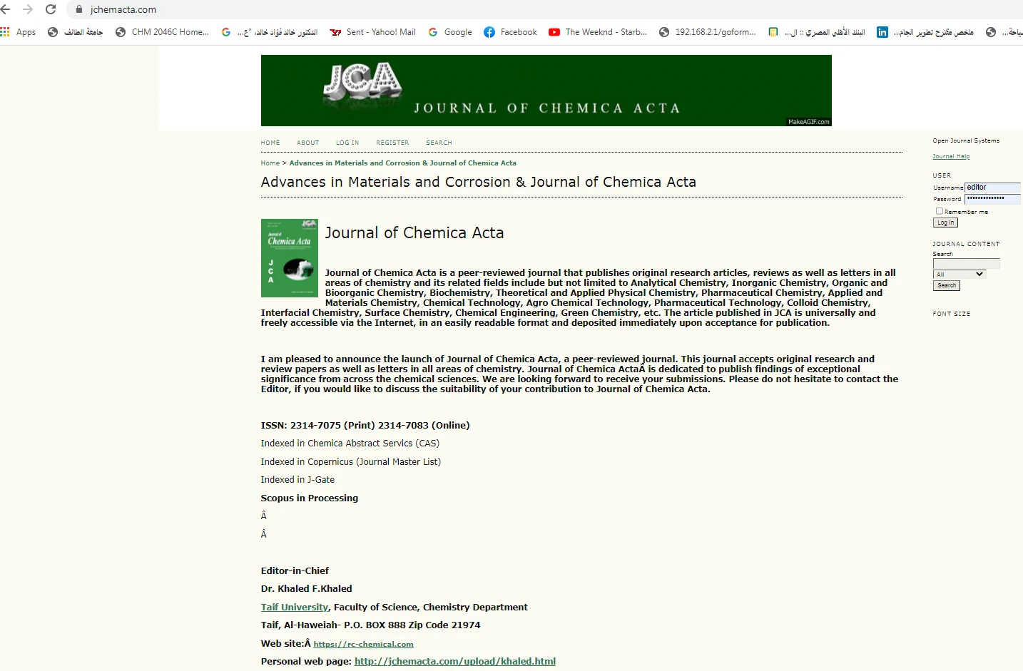 Document supporting Contribution to Founding and Editing Peer-Reviewed Journals