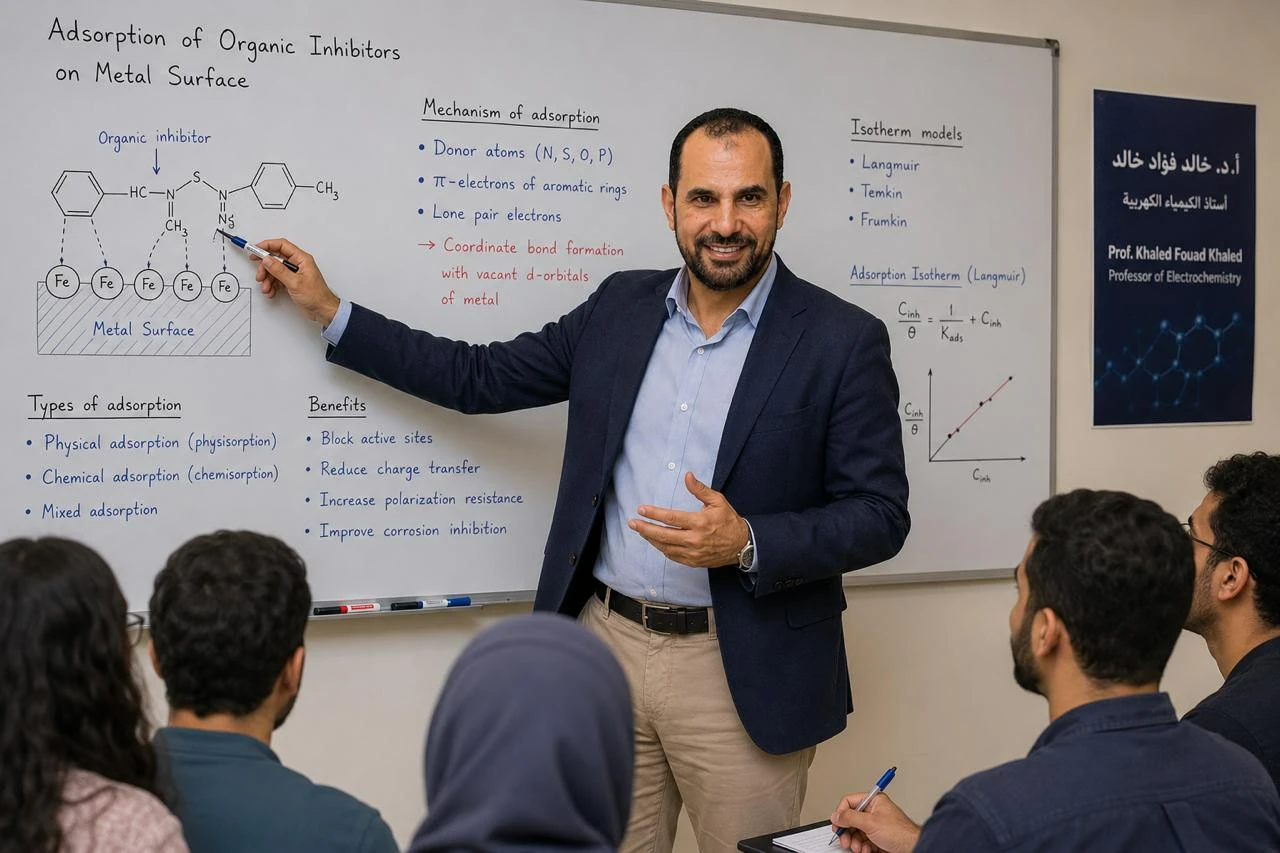 Prof. Khaled Fouad Khaled teaching corrosion science and adsorption of organic inhibitors