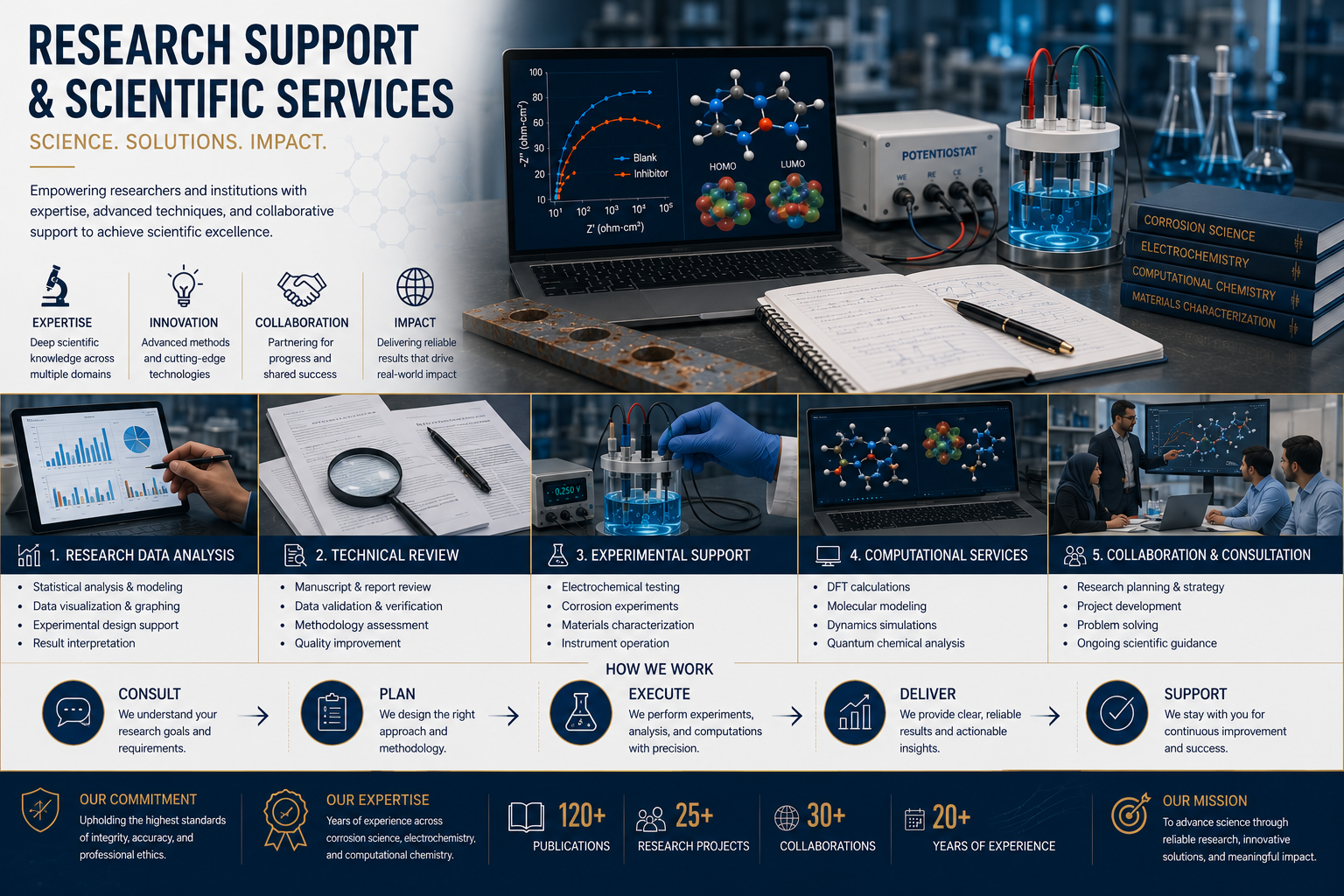 Scientific consultation and professional training in electrochemistry, corrosion science and computational chemistry